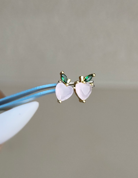 Peach stud earrings E-27